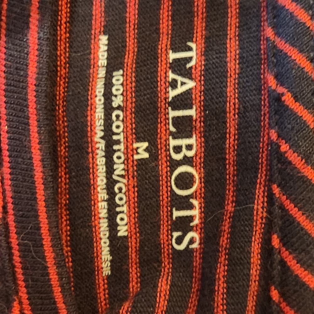 Talbots Burgundy Striped Long Sleeve Tee w/Doggy Medium (7904) - Picture 4 of 5